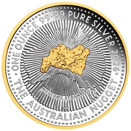 Stříbrná mince 1 Oz 40th Anniversary of the Australian Nugget 2026 Proof + Zlaceno