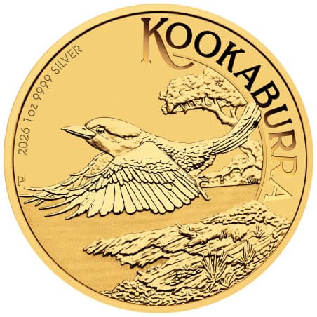 Stříbrná mince 1 Oz Kookaburra 2026 Pozlacená (v kartě)