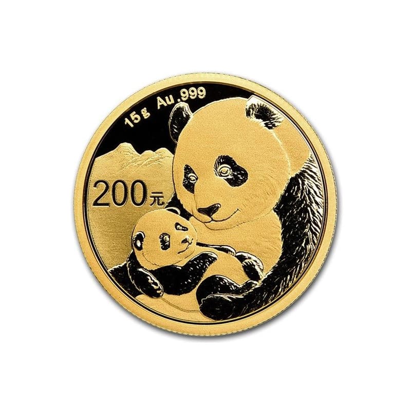 Zlatá mince 15 g China Panda 2019 CACHE-TEST
