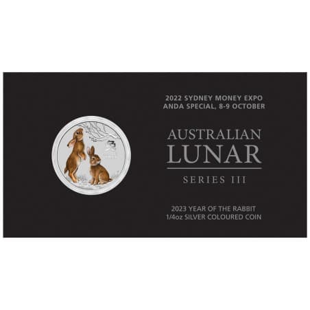 Stříbrná mince 1/4 Oz Lunar Series III Year of the Rabbit 2023 Kolorováno