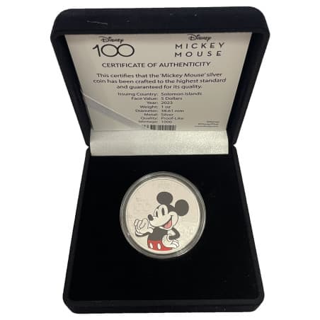 Stříbrná mince 1 Oz 100 Years of Wonder Mickey Mouse 2023 Proof Kolorováno