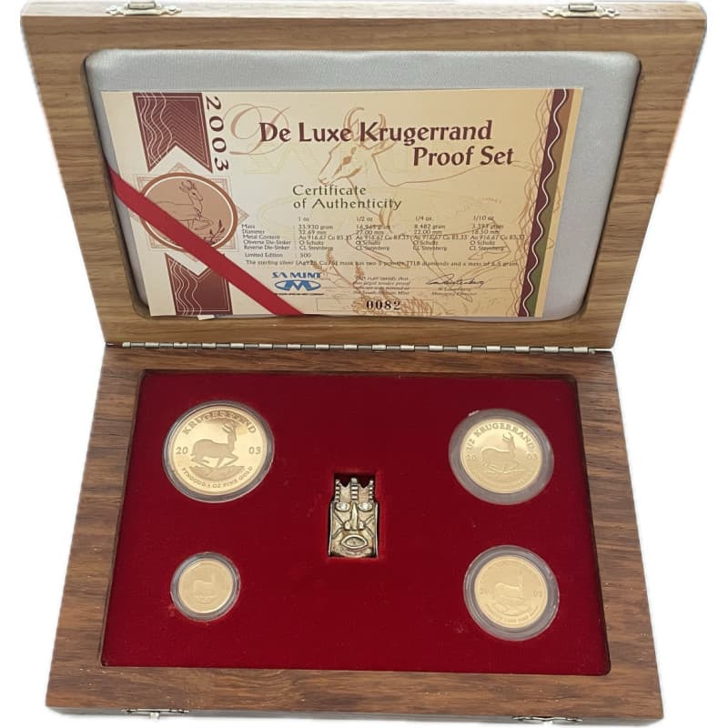 Sada zlatých mincí 4 x Krugerrand 2003 Proof