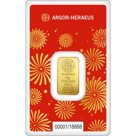 Zlatý slitek 5 g Argor Heraeus Lunar Series III Year of the Snake 2025
