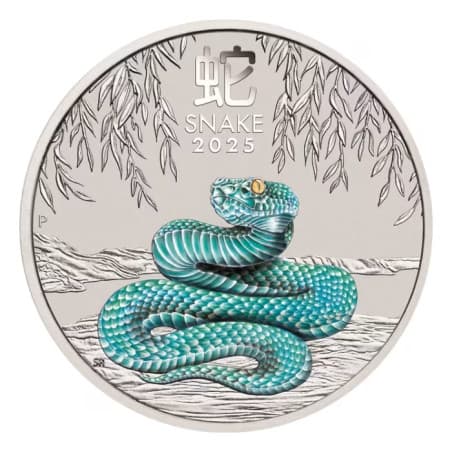 Stříbrná mince 2 Oz Lunar Series III Year of the Snake 2025 Kolorovaná