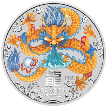Stříbrná mince 1 Kg Lunar Series III Year of the Dragon 2024 Kolorovaná