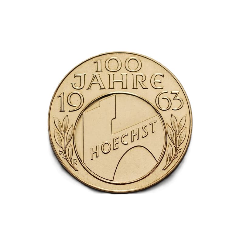 Zlatá medaile 8 g 100 Jahre Farbwerke Hoechst AG. 1863–1963